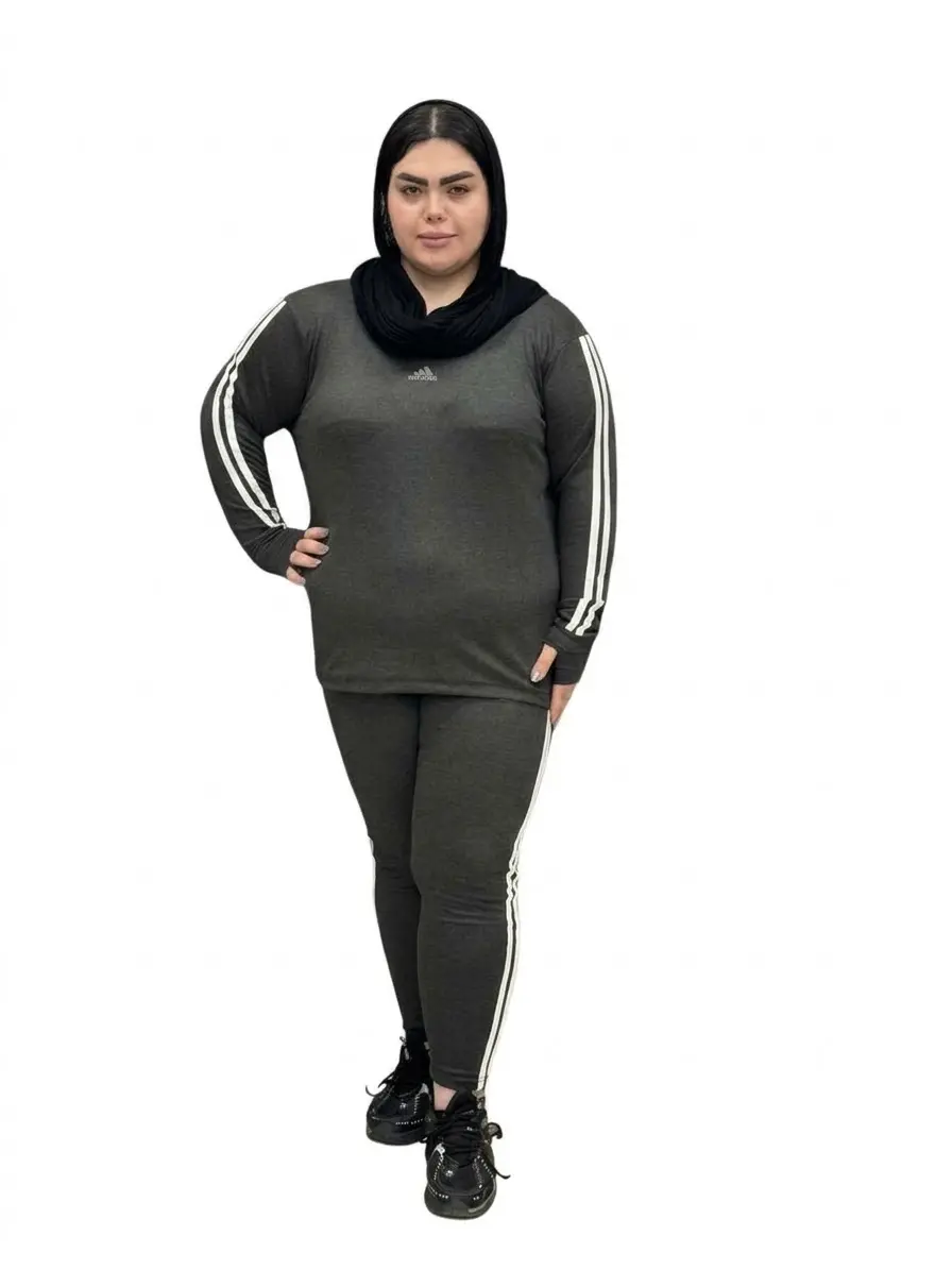 ست بلوز و شلوار سایز بزرگ زنانه طرح آدیداس دو مغزی کش